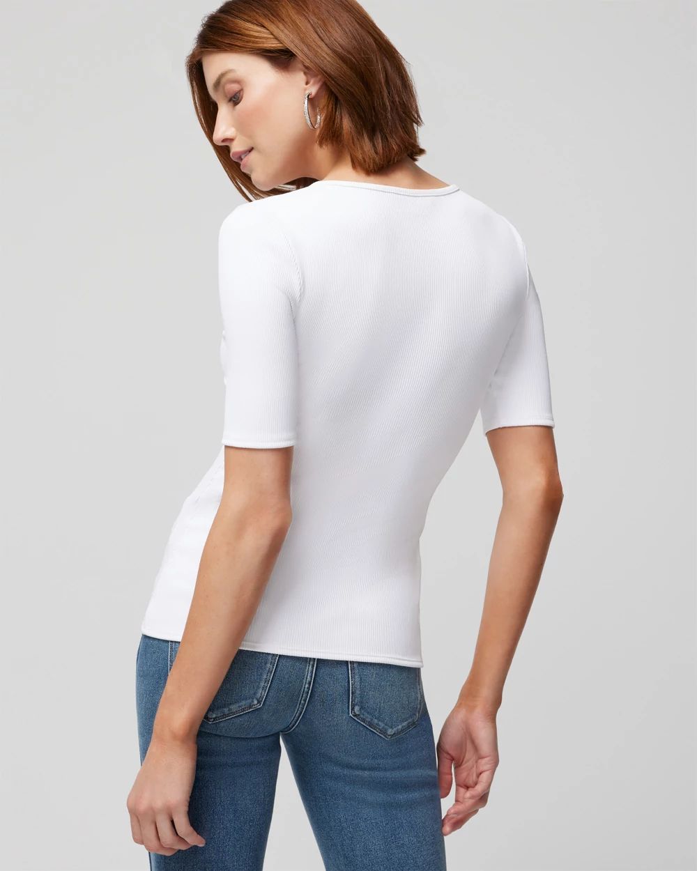 WHBM® FORME Lace-Up Short Sleeve Top