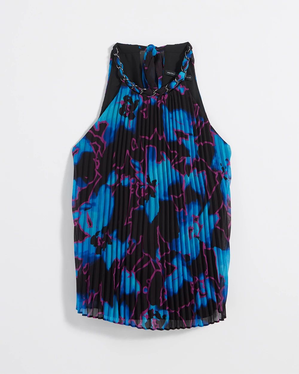 Sleeveless Pleat Chain Neck Halter