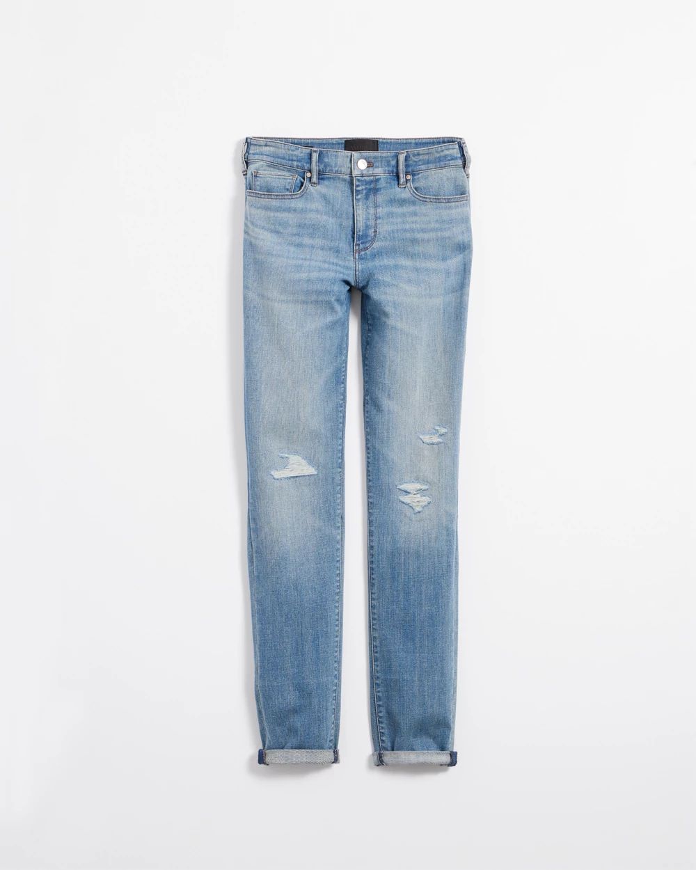 Mid Rise Everyday Soft Denim™ Destructed Girlfriend Jeans
