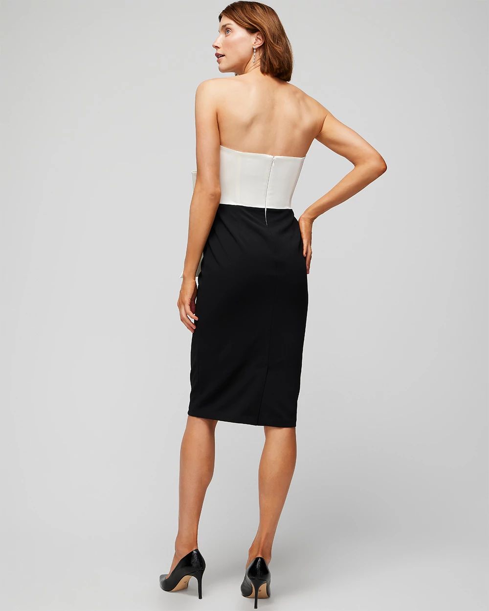 Petite Strapless Contrast Bow Dress