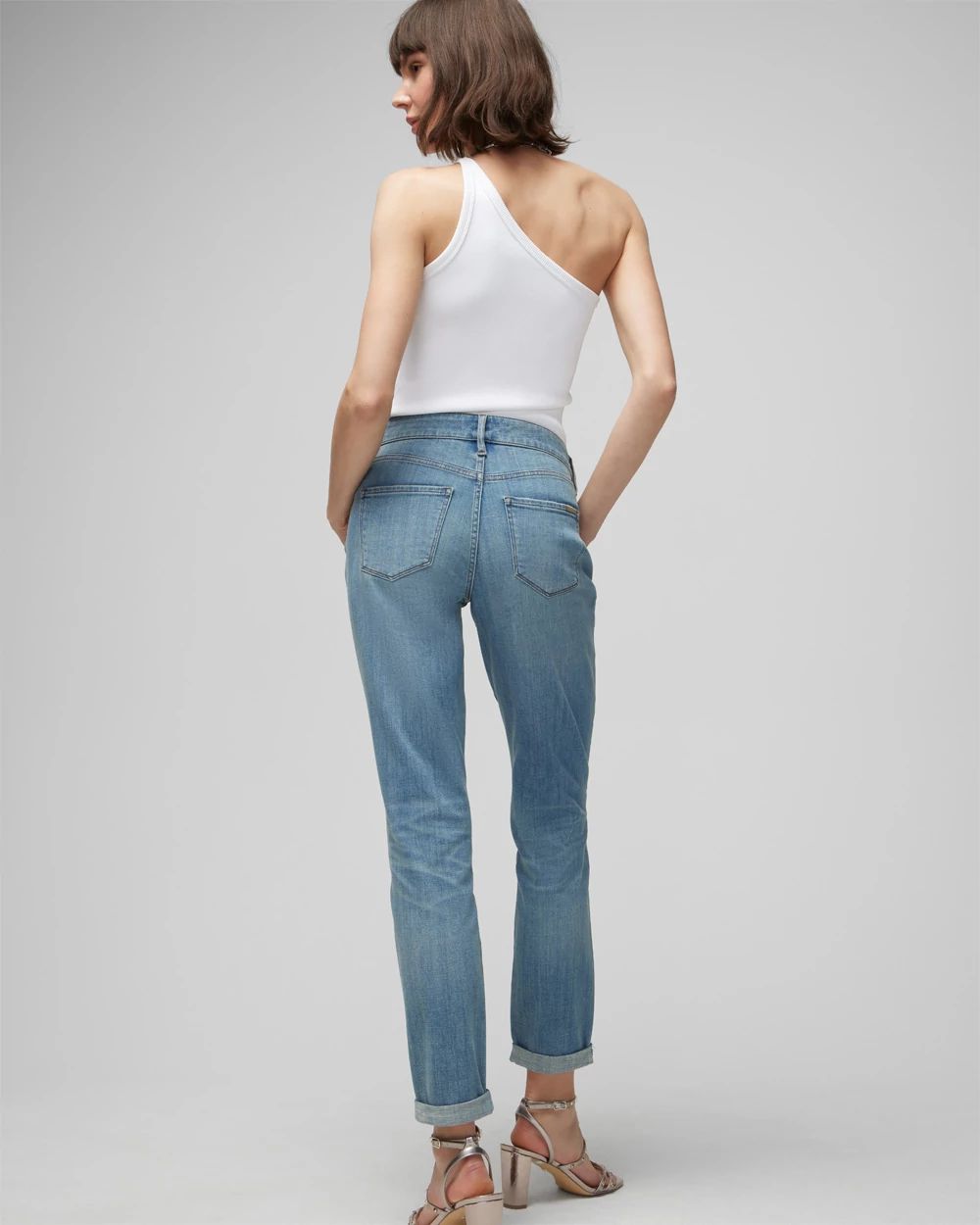 Mid Rise Everyday Soft Denim™ Destructed Girlfriend Jeans