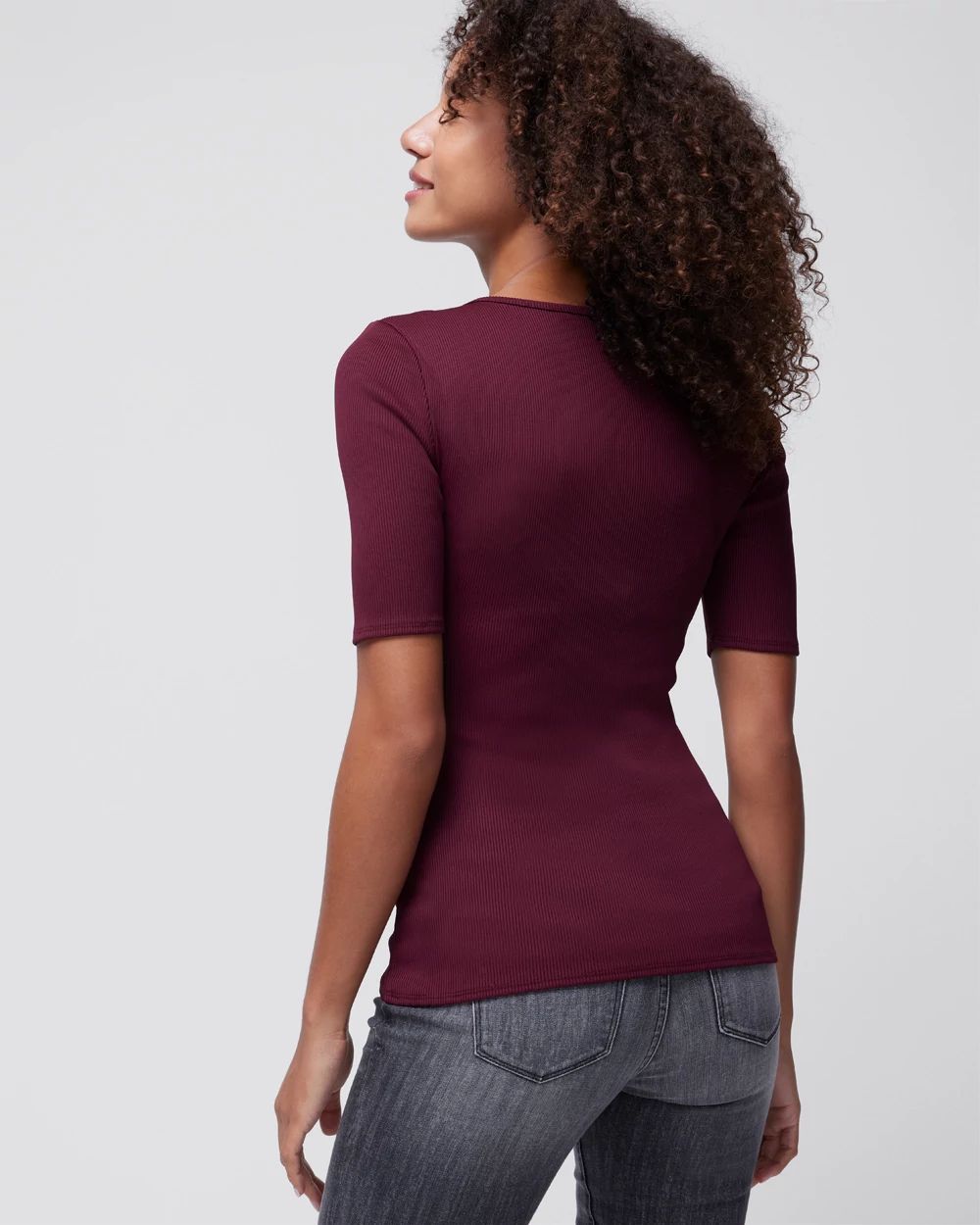 WHBM® FORME Lace-Up Short Sleeve Top