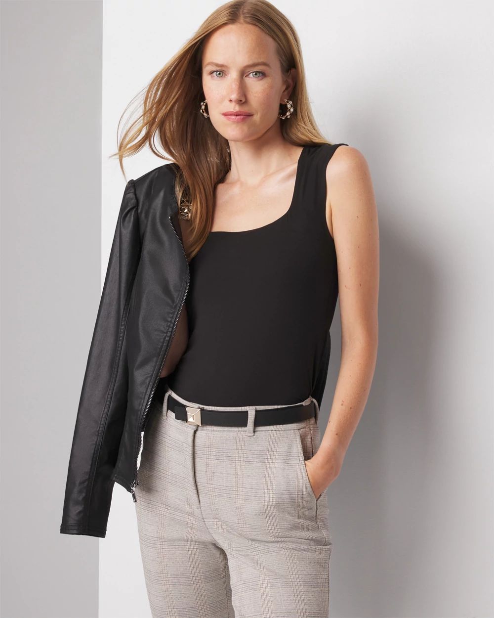 WHBM® FORME Square-Neck Cap-Sleeve Top