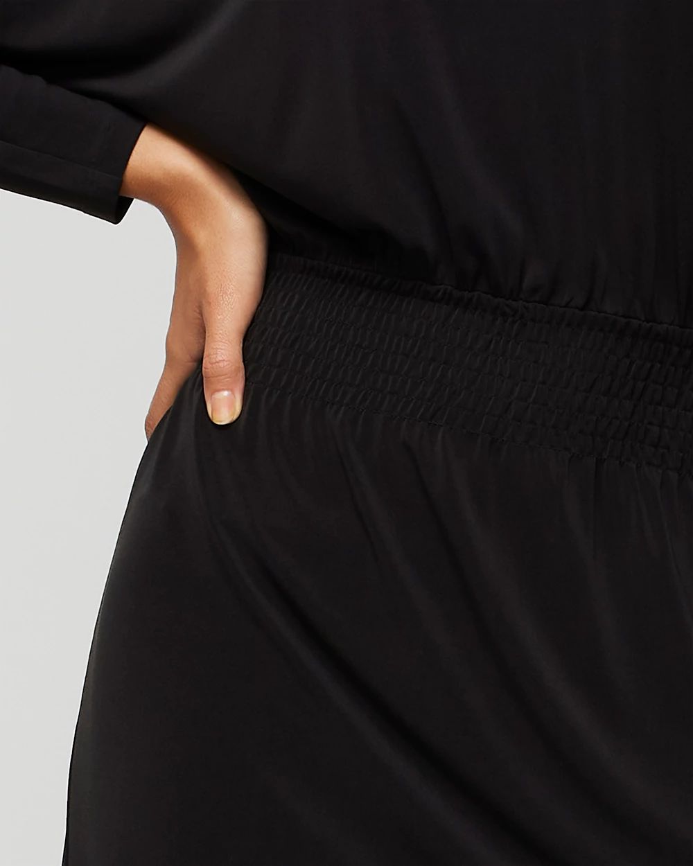 Long Sleeve Smocked Matte Jersey Dolman Dress