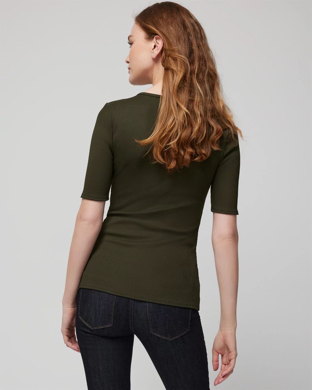 WHBM® FORME Lace-Up Short Sleeve Top