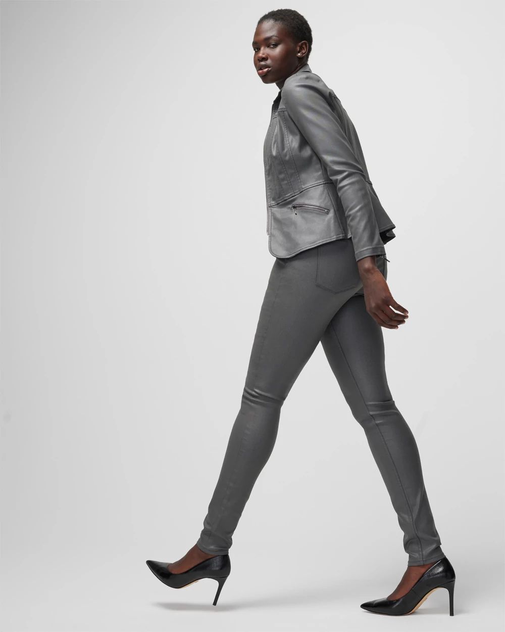 High-Rise Coated Skinny Jeans