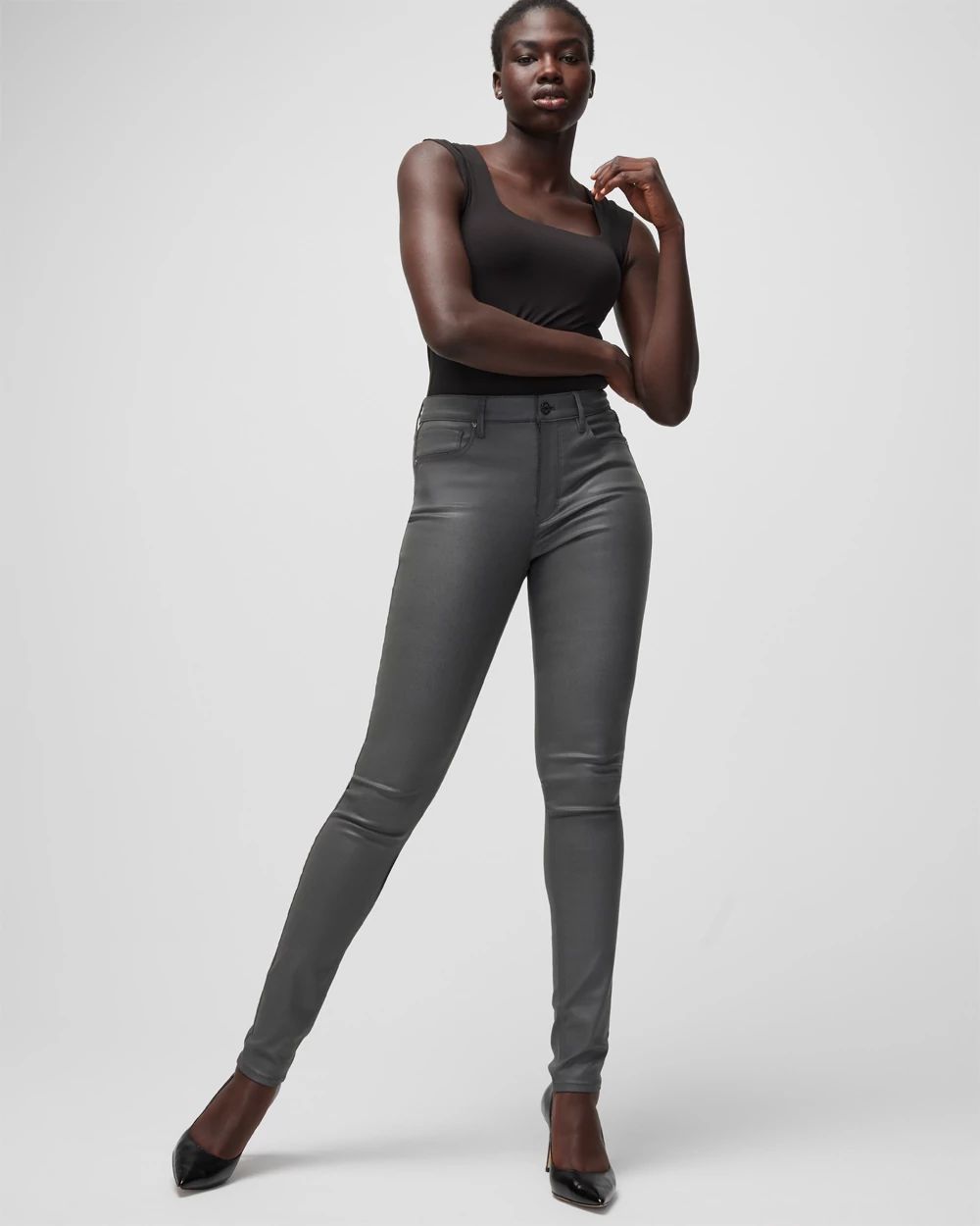 High-Rise Coated Skinny Jeans