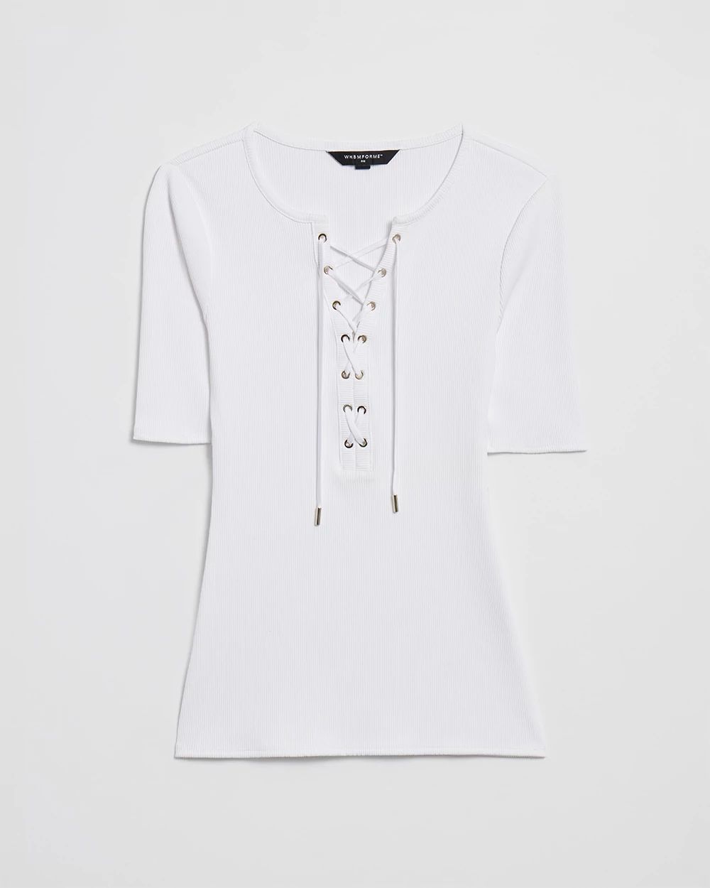 WHBM® FORME Lace-Up Short Sleeve Top