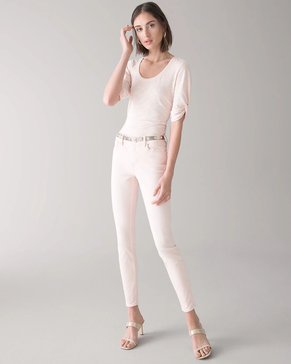 Petite Mid-Rise Tinted Skinny Ankle Jeans
