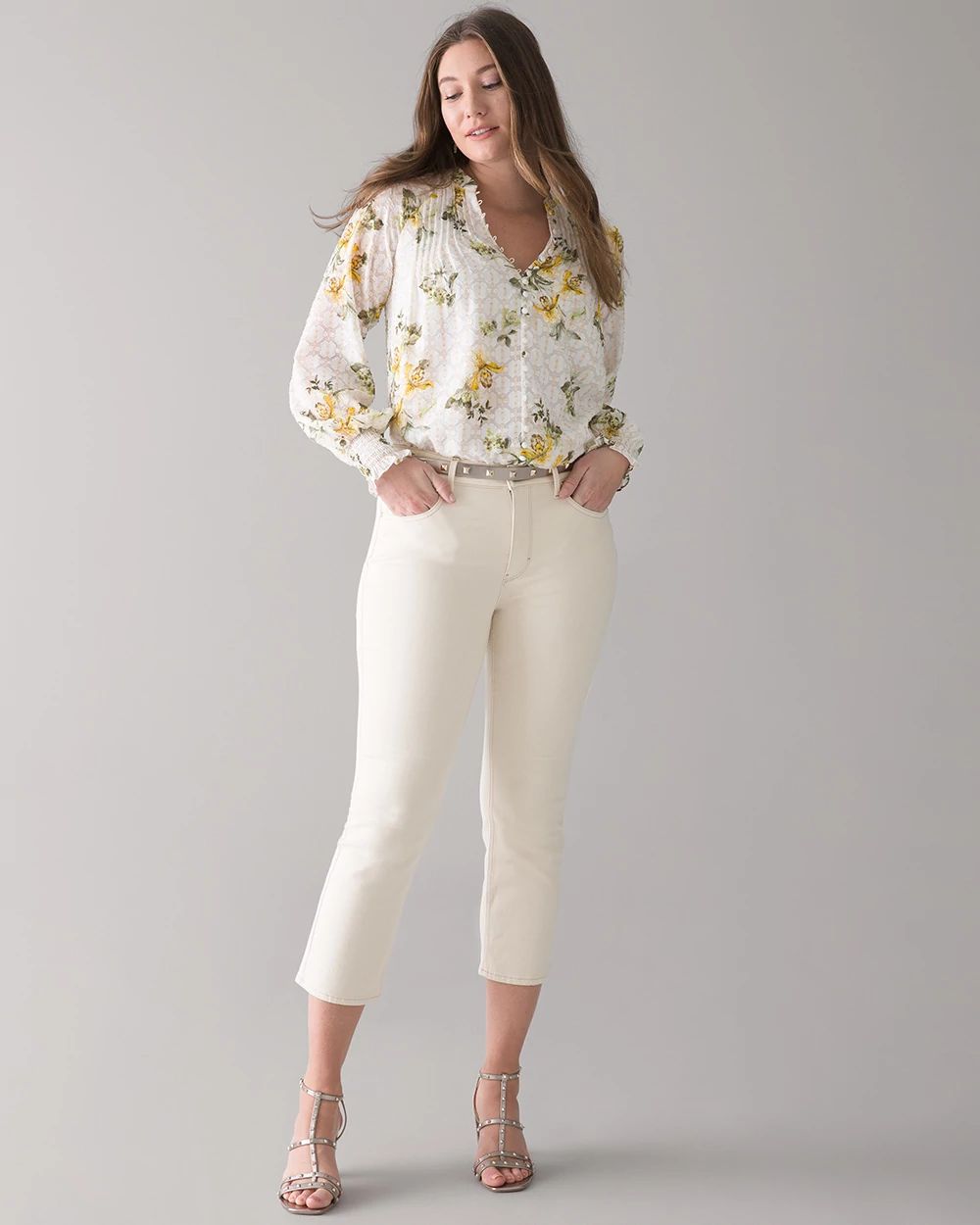 Curvy-Fit High-Rise Natural Boot Cut Cropped Jeans