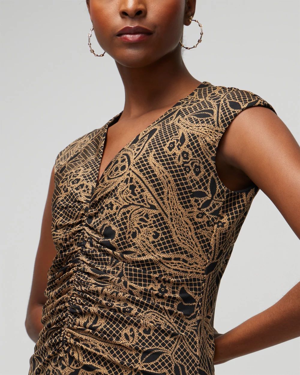 Matte Jersey Shirred Midi Dress