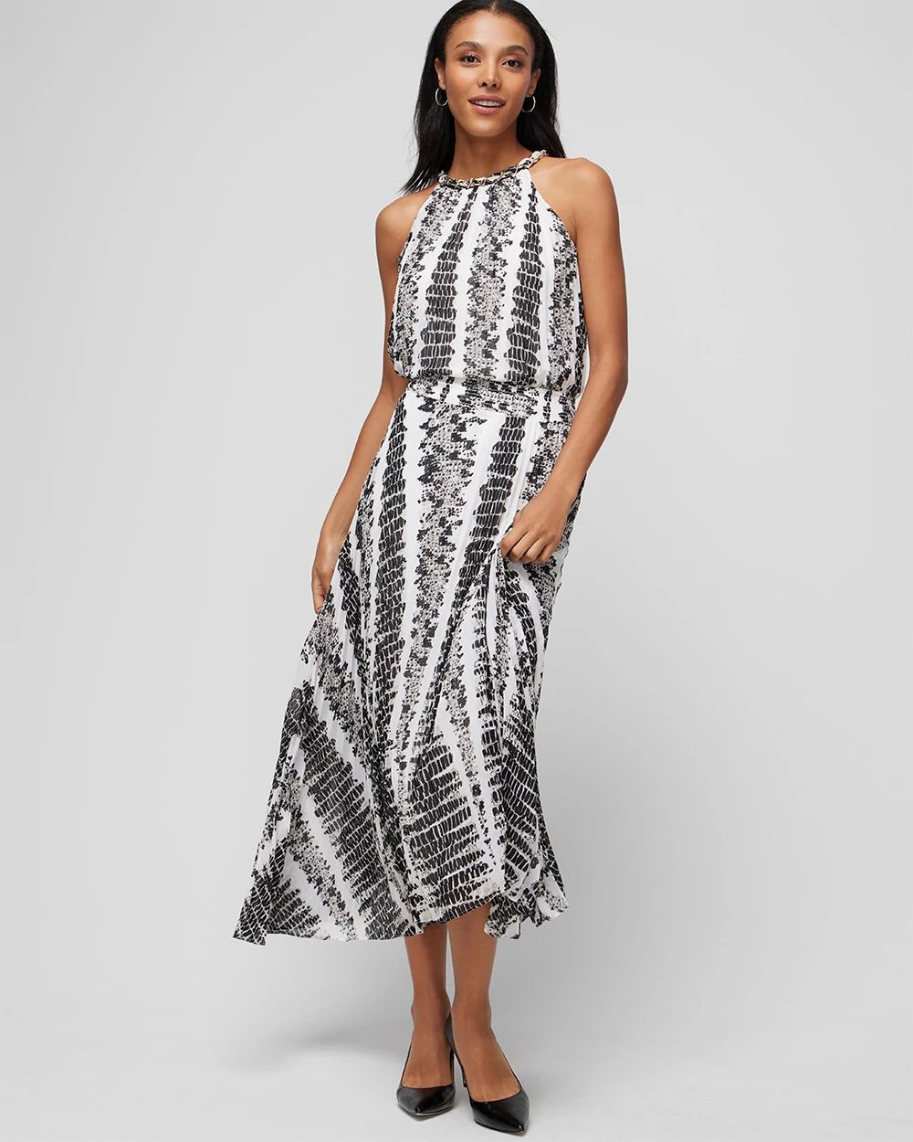 Petite Sleeveless Pleat Chain Neck Halter