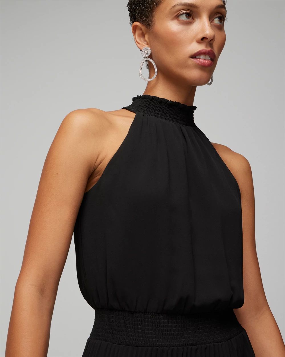 Pleated Halter Midi Dress